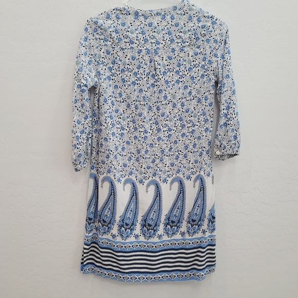 💕 Old Navy White & Blue Paisley Print Shift Dress Women's Size Small Petite - Picture 12 of 12